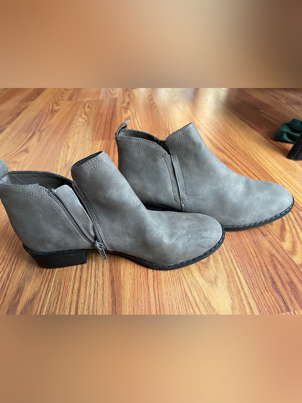 American Rag Gray Suede-Look Ankle Booties with Side Zip
